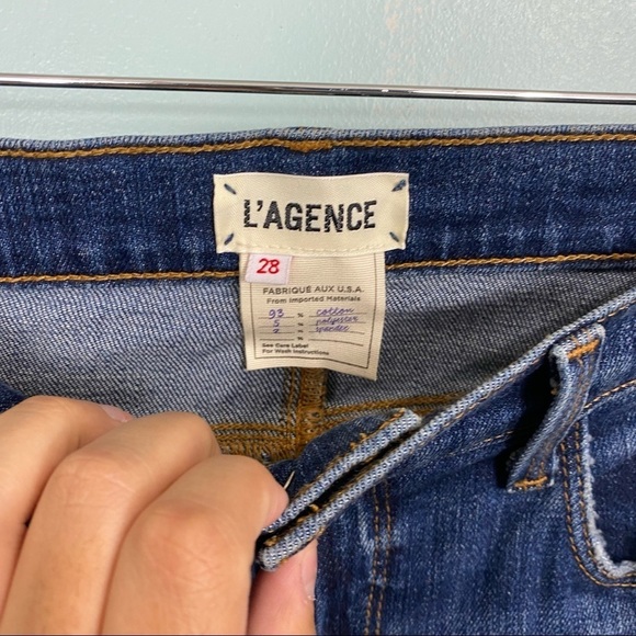 L’agance Jordan Cropped Straight High Rise Sz 28 Blue - Picture 5 of 9